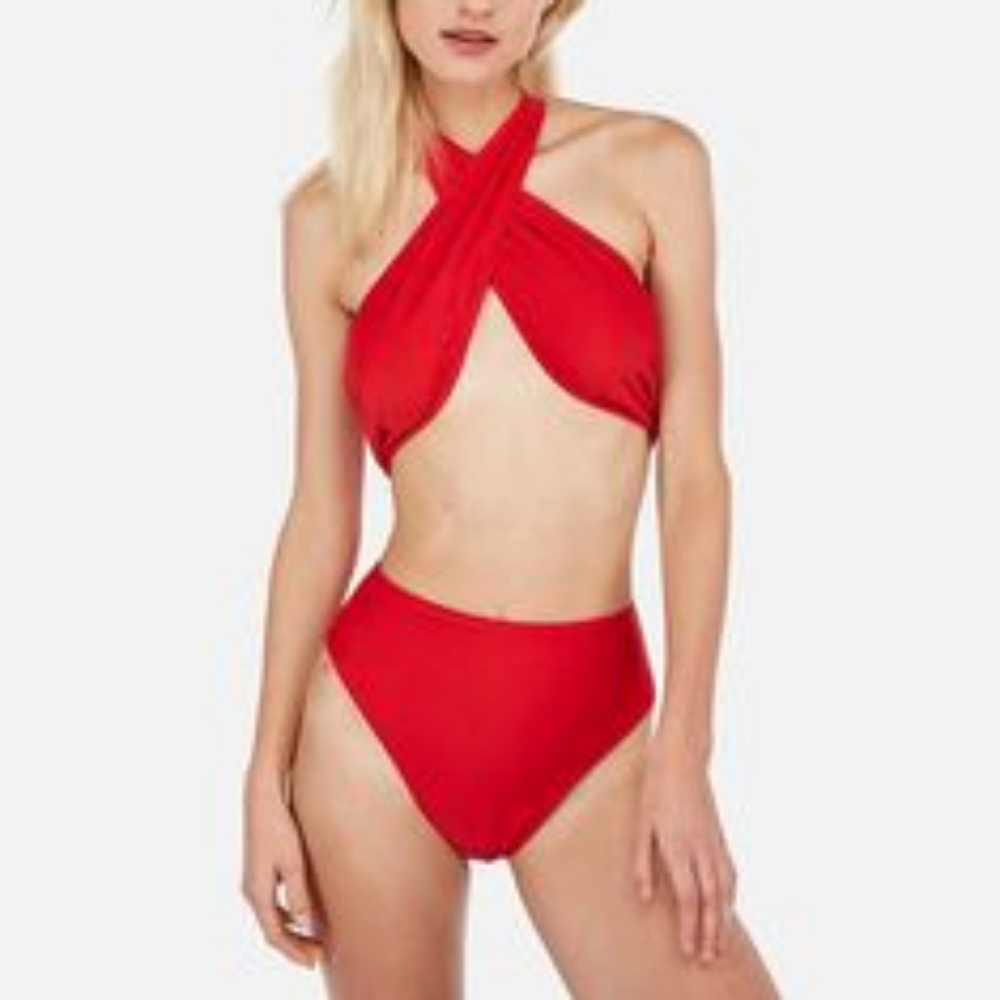 🆕️ NWT Express Halter Wrap One Piece Swimsuit